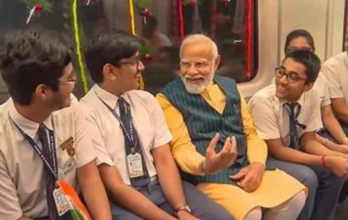 India's First Underwater Tunnel: PM Modi Takes Kolkata Metro Ride with Students
