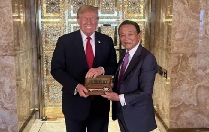 Did Donald Trump gift ‘White House Key’ to ex-Japanese PM Taro Aso during NY meeting?